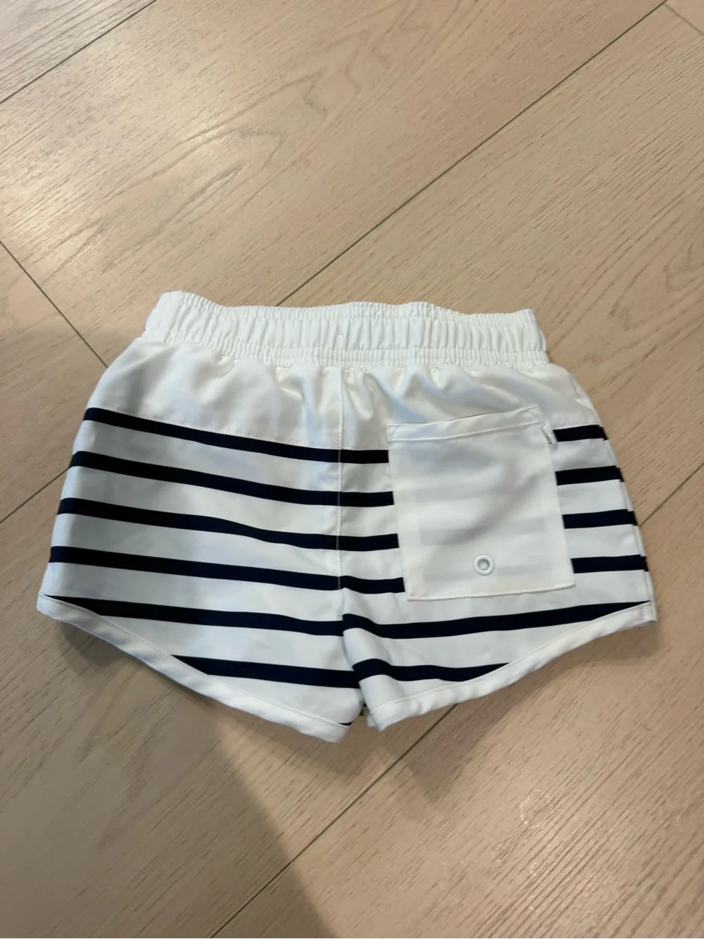 Minnow Swim Kids White & Navy Striped Swim Trunks | 3/4T